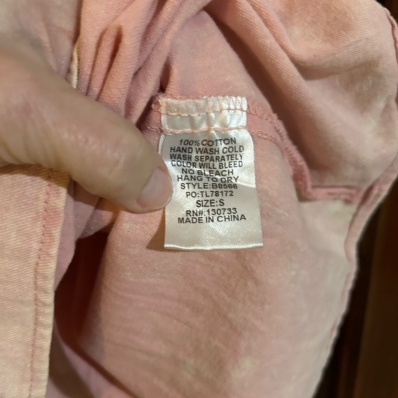 Umgee Light Pink Collared Peplum Shirt size Small # 898 - Picture 5 of 5